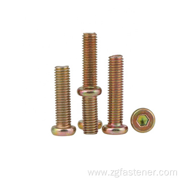 Grade 8.8 yellow zinc socket screw with reduced head